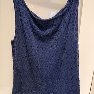 Navy Textured Scoop Neck Women's Tank Top